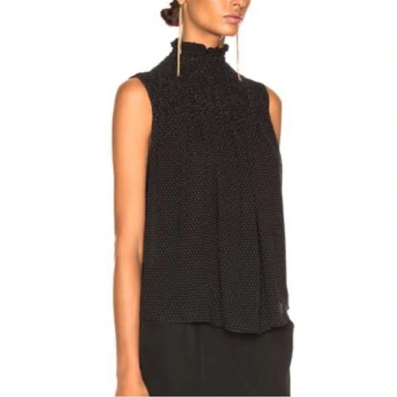 Frame denim noir polka dot smocked blouse - Picture 4 of 12